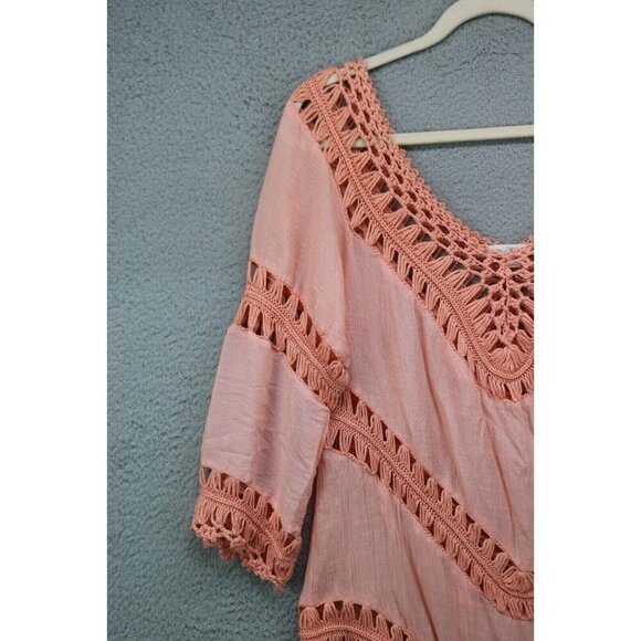 Boston Proper Crochet V-Neck Tunic-Size Medium-Beachy-Cottagecore-Boho - Picture 3 of 10